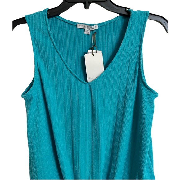 Green Envelope Sleeveless Ribbed Tie Front Tank Top NWT - Picture 3 of 8